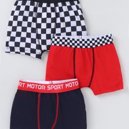 Bodycare Cotton Knit Boxers With Checks Pack of 3 -White Navy Blue & Red-image-64