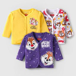 Babyhug Disney Interlock Knit Full Sleeves Jhabla with Chip 'N Dale Graphics Pack Of 3 - Purple & Yellow-image-51