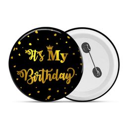 Zyozi® Its My Birthday Tinplate Badge Pin, Badge For Birthday Decorations Black - Pack Of 1-image-37