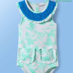 Babyoye Eco Conscious 100% Cotton Knit With Eco Jiva Finish Sleeveless Onesie With Tie & Dye Print - Light Blue-image-88