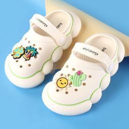 Babyoye Clogs with Back Strap Closure & Cactus Applique - White-image-65