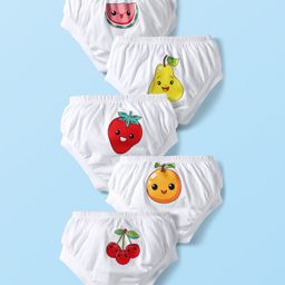 Doodle Poodle 100% Cotton Single Jersey Knit Panties with Fruit Print Pack of 5 - White-image-128