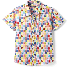Pine Kids Viscose Woven Half Sleeves Shirt with Sea life Print - Red & Blue-picture-33