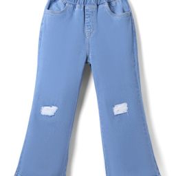 Mark & Mia Full Length Denim Bell Bottom Jeans with Tearing Detailing - Blue-picture-9