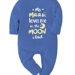Zeezeezoo 100% Cotton Full Sleeves My Maasi Loves Me To The Moon & Back Text Printed Romper - Mid Blue-image-62