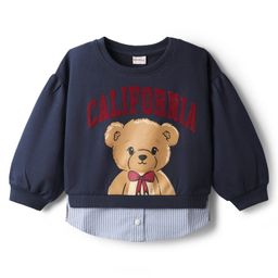 Babyhug Fleece Knit Full Sleeves Sweatshirt With Graphics - Navy Blue-picture-1