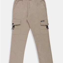 CAVIO Cotton Blend Woven Solid Cargo Pants With Belt - Khaki-image-90