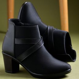Shoetopia Embroidered Zipper Closure Boots - Black-image-99