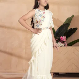 Aarika Pure Georgette Belted Block Print Saree image 5