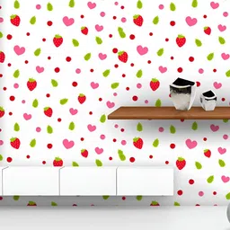 ArtzFolio Printed UV-Resistant Anti-Bacterial Strawberry And Hearts Peel & Stick Wallpaper-image-38