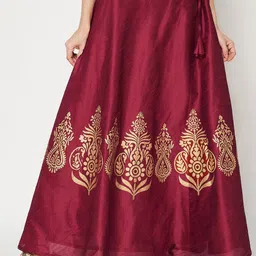studio rasa Women Dupion Block Printed Flared Maxi Skirts image 1