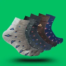 MJE 5-Pcs Patterned Cotton Ankle Length Socks-image-31