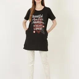 DDASPRATION Women Pack of 2 Typography Printed Oversized Longline Cotton T-shirt-image-93