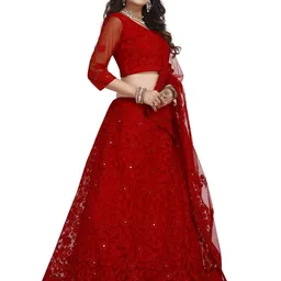 Warthy Ent Embroidered Semi-Stitched Lehenga With Unstitched Blouse With Dupatta image 3