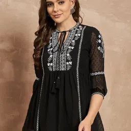 all about you Women Floral Embroidered Ethnic Georgette Top-picture-36