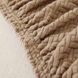 HOUSE OF QUIRK Khaki-Brown Self-Design Jacquard Stretchable Elasticity 3-Seater Sofa Cover With Arms image 4