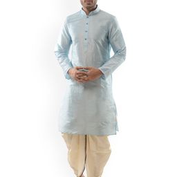 DEYANN Men Blue & Off-White Solid Kurta with Dhoti Pants-picture-14