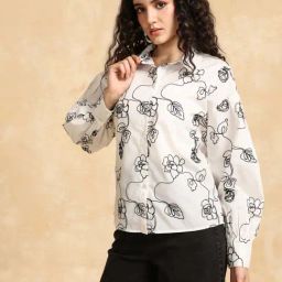 KAZO White Embroidered Casual Shirt-picture-41