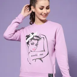 KASSUALLY Lavender Printed Sweatshirt-image-78