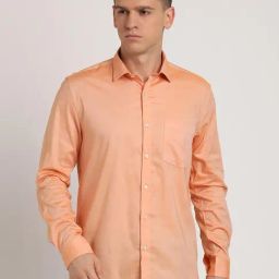 Turtle Orange Cotton Slim Fit Shirt-image-77