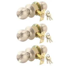 Link Door Knob Set Stainless Steel One Side Key and One Side Knob, (Set of 3 Pcs)-30