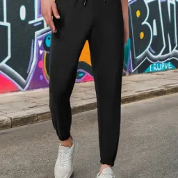 Bewakoof Black Blended Regular Fit Solid Joggers-picture-22