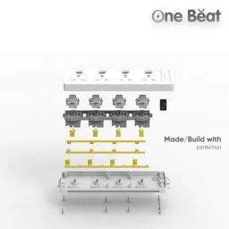 One Beat Power Strip with 4 Universal Socket with Output of 2500W & Extension Cord 2 Meter (White) image 4