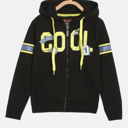Dixcy Scott Originals Kids Black Graphic Print Full Sleeves Hoodie-image-93