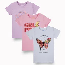 Gini and Jony Girls Pack Of 3 Half Printed Cotton Top-image-84