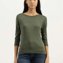United Colors of Benetton Green Cotton Logo Print T-Shirt-image-89