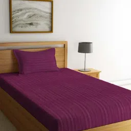 HOSTA HOMES Purple Cotton 180 TC Bed Sheet Set-picture-12