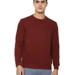 Louis Philippe Maroon Solid Regular Fit Sweatshirt-14