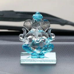 eCraftIndia SKyblue and Transparent Double Sided Crystal Car Ganesha Showpiece-image-32