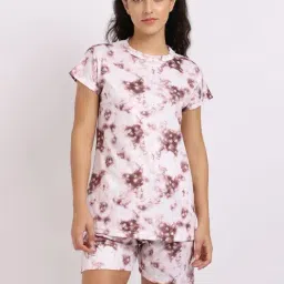 TAG 7 White & Brown Printed Top Shorts Set-picture-3