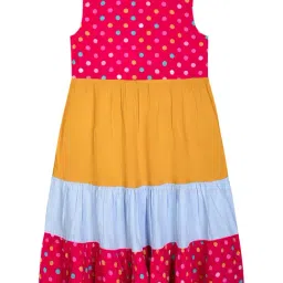 Budding Bees Kids Red & Yellow Color Block Dress-picture-21