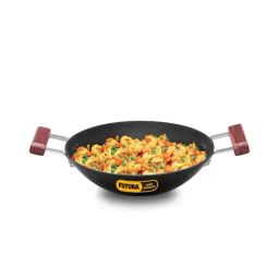Hawkins Black Hard Anodised 25.5 cm Non-Toxic Kadai (2 L) - Set of 1-12