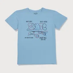 Palm Tree Kids Blue Printed T-Shirt-image-0