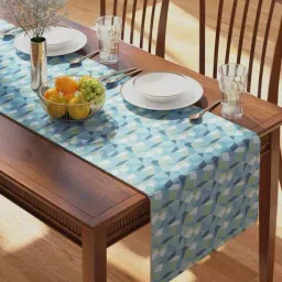 Petal Home Origami Blue Cotton 300 GSM Table Runner-12