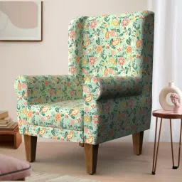 Chumbak Monkies and Bloom Paisley Blue Sheesham Wood Begum Wing Chair-image-47