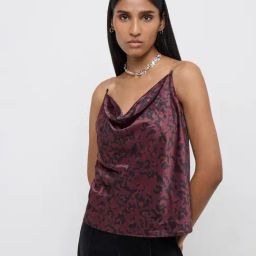 Wardrobe by Westside Burgundy Animal Printed Top-image-98