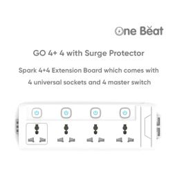 One Beat Power Strip with 4 Universal Socket with Output of 2500W & Extension Cord 2 Meter (White) image 2