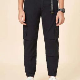 Coolsters by Pantaloons Boys Jet Black Cotton Solid Track Bottoms & Joggers-image-76