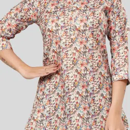 Saree Swarg Cream Printed A-Line Short Kurti image 5