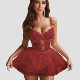 FIMBUL Women Self Design Baby Doll-image-48