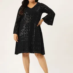 theRebelinme Plus Size Embellished Fit And Flare Midi Dress-14