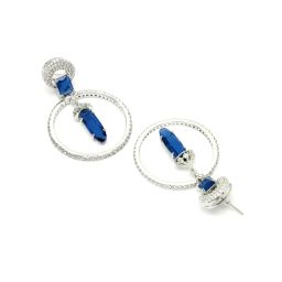Karatcart Silver-Plated Blue Cubic Zirconia Studded Dangler Earrings for Women image 5