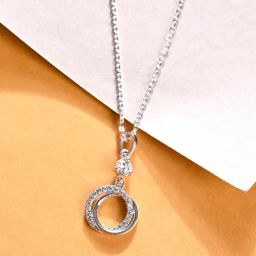 Clara 925 Silver Platinum Plated Swiss Zirconia Circle of Joy Pendant Chain Necklace Gift for Women-image-60
