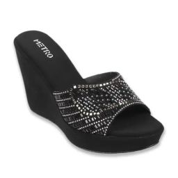 Metro Women's Black Casual Wedges-image-91