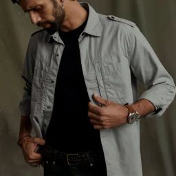 ANDAMEN Slate Grey Regular Fit Cotton Overshirt-picture-5
