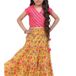 Biba Girls Teal Embellished Lehenga Set-image-97